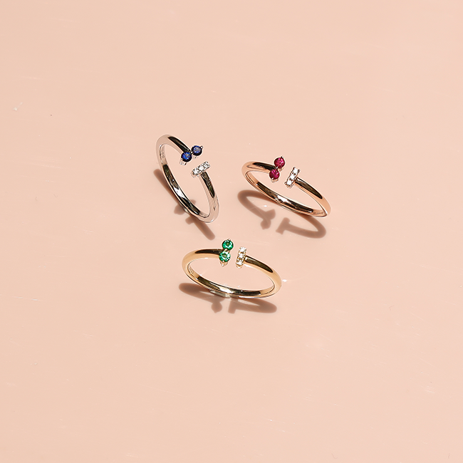 BI diamond open ring